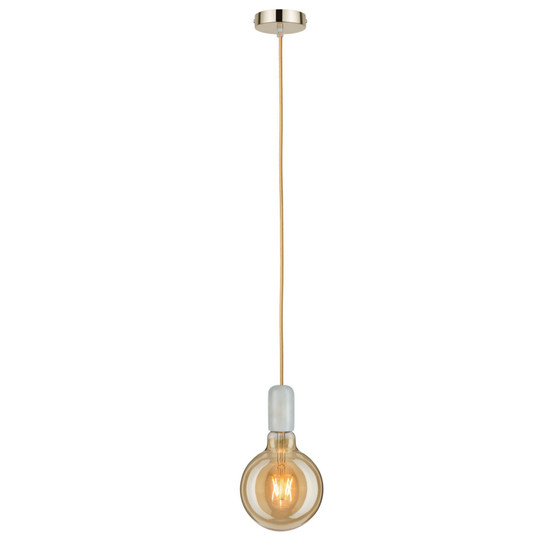 Paulmann Pendel E27 Vintage-Stoffkabel Gold Alabaster max 60W exkl. Leuchtmittel