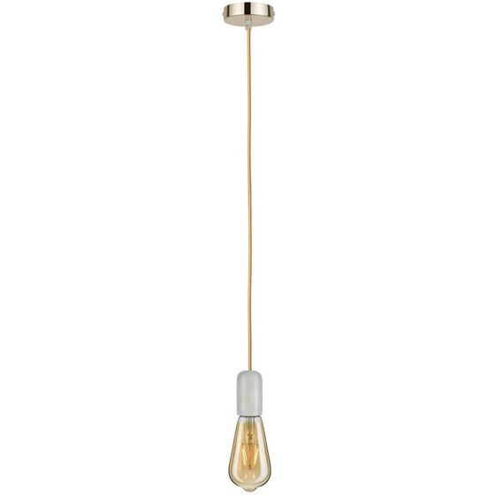 Paulmann Pendel E27 Vintage-Stoffkabel Gold Alabaster max 60W exkl. Leuchtmittel