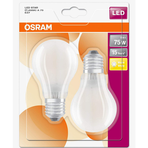 2x Osram LED Star Classic A75 Filament E27 Leuchtmittel 8W=75W Warmweiß