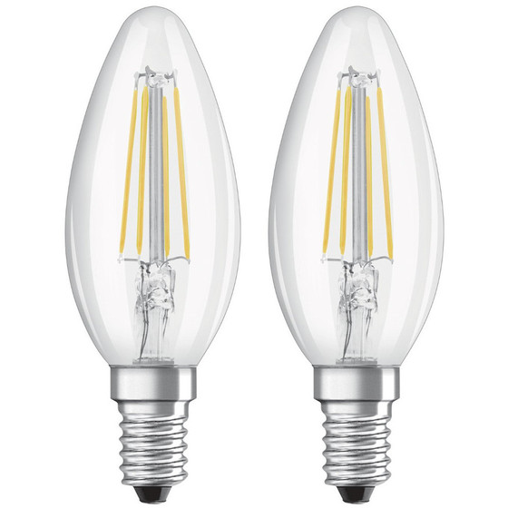 2 x Osram LED Star Classic B40 Filament Kerze E14 4W = 40W Glhbirne Warmwei 470Lm