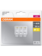 3x Osram LED Base Pin10 Stiftsockel Lampe 0,9W=10W Leuchtmittel G4 Warmweiß klar