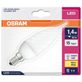 Osram LED Star Deco Classic Kerze gedreht E14 Leuchtmittel 1,4W Warmweiß