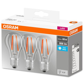 3x Osram Base LED Classic Leuchtmittel E27 Lampe 6W=60W Neutralweiß