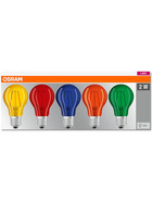 5xOsram LED Base Classic Lampe E27 Leuchtmittel 2W gelb, rot, blau, orange, grün