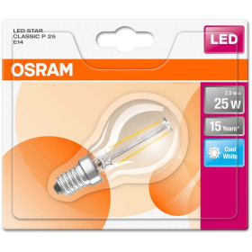 Osram LED Star Classic P25 Filament Lampe E14 Leuchtmittel 2,8W=25 Kaltweiß klar