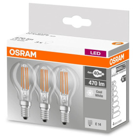 3x Osram LED Base Classic Filament Lampe E14 Leuchtmittel 4W=40W Kaltweiß klar