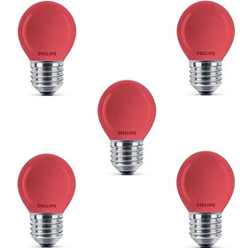 5er Set Philips 177438 Glühbirne Deco 15W Tropfen E27 Rot