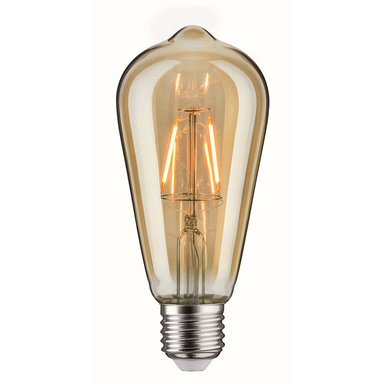 Paulmann 284.06 LED Kolben Filament Vintage Retro Edison 2,5W E27 Gold 1700K