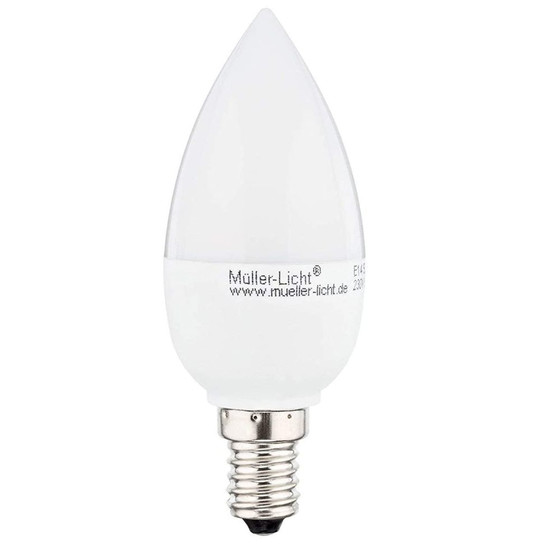 Müller Licht 58022 LED Lampe Kerzenform 5,5W Warmweiss E14 Weiss Dimmbar