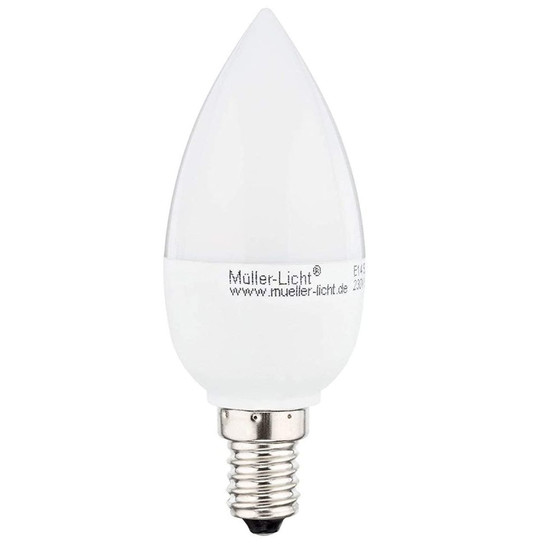 Mller Licht 58022 LED Lampe Kerzenform 5,5W Warmweiss E14 Weiss Dimmbar