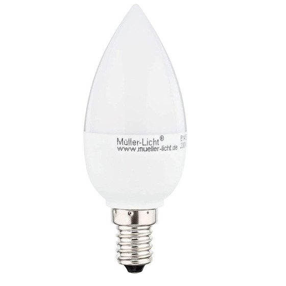 Müller Licht 58022 LED Lampe Kerzenform 5,5W Warmweiss E14 Weiss Dimmbar