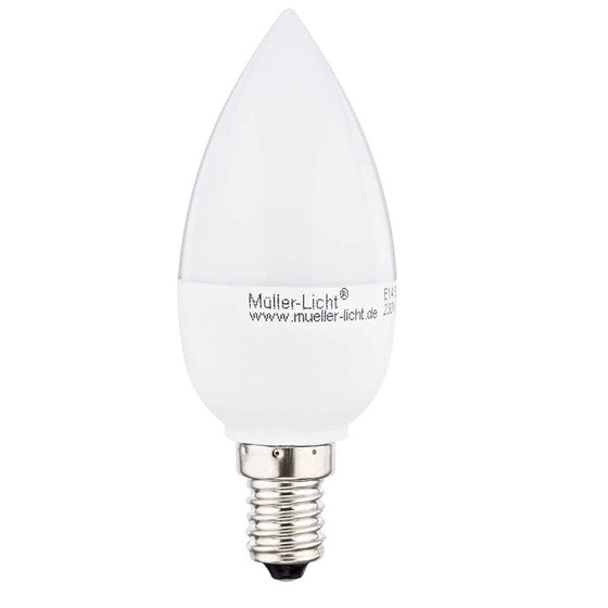 Mller Licht 58022 LED Lampe Kerzenform 5,5W Warmweiss E14 Weiss Dimmbar