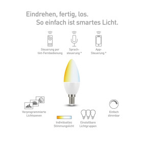 Müller Licht 404008 Tint LED Leuchtmittel Smart Home Kerze 6W Weiss E14 Dimmbar Zigbee