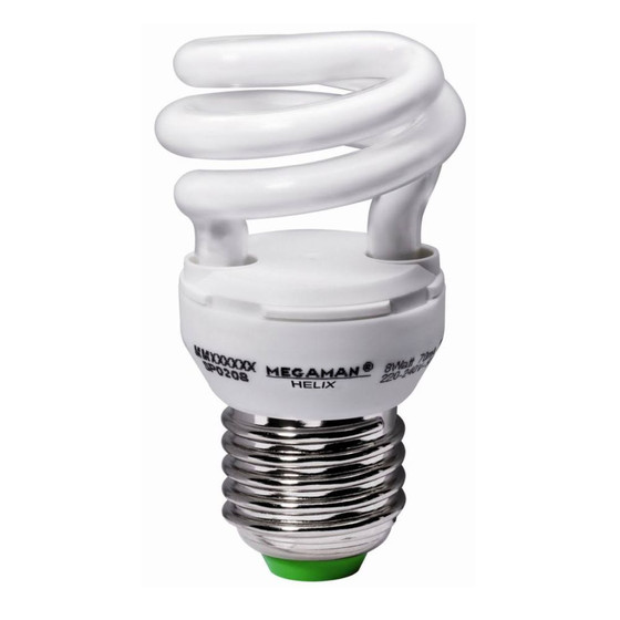 Megaman MM28112 Helix Energiesparlampe Spirale 8 W E27 Warmwei 500 lm EEK A