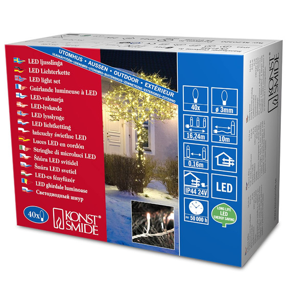 Konstsmide 3610-102 Micro LED Lichterkette Innen u. Auen 40 klare Dioden IP44