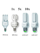 1x 5x 10x Varilux Röhrenlampe E14/E27 5W 8W 11W 14W ESL 2700K Energiesparlampe