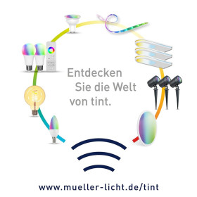 Müller Licht 404000 Tint LED Leuchtmittel Smart Home Birne 9,5W Weißtöne+RGB E27 Dimmbar Zigbee