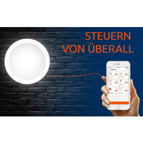 REV WiFi LED Wand-Außenleuchte Bewegungsmelder 30W Silber App Alexa Ø 312mm IP44
