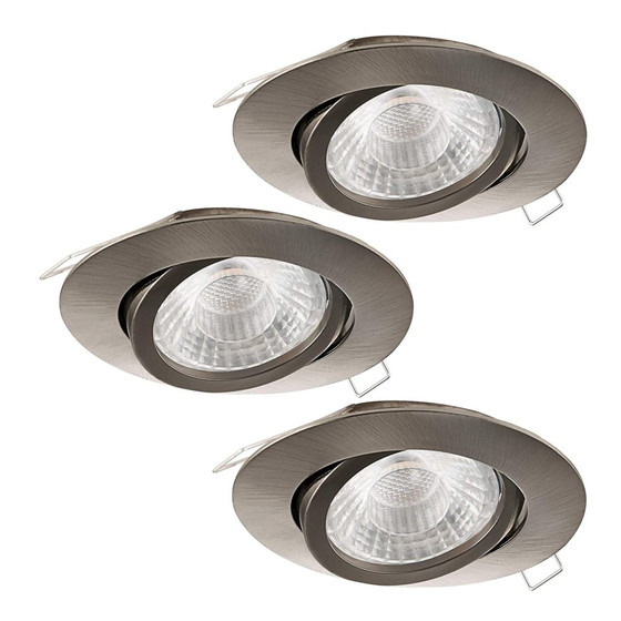 Eglo 95359 LED Tedo 3er Set Einbauleuchten 3x5W Nickel Dimmschaltbar GU10 inkl Leuchtmittel