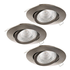 Eglo 95359 LED Tedo 3er Set Einbauleuchten 3x5W Nickel Dimmschaltbar GU10 inkl Leuchtmittel