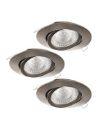 Eglo 95359 LED Tedo 3er Set Einbauleuchten 3x5W Nickel Dimmschaltbar GU10 inkl Leuchtmittel