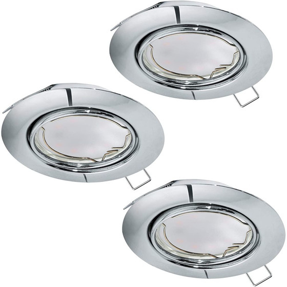 Eglo 94407 LED Peneto 3er Set Einbauleuchten 3x5W Chrom GU10 Schwenkbar inkl Leuchtmittel