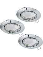 Eglo 94407 LED Peneto 3er Set Einbauleuchten 3x5W Chrom GU10 Schwenkbar inkl Leuchtmittel