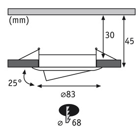 Paulmann 939.79 Einbauleuchte Coin LED 6,8 W Eisen gebürstet Schwenkbar Warmweiss inkl. Leuchtmittel