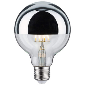 Paulmann 286.73 LED Kopfspiegel Silber Filament Vintage G95 6,5W E27 Dimmbar