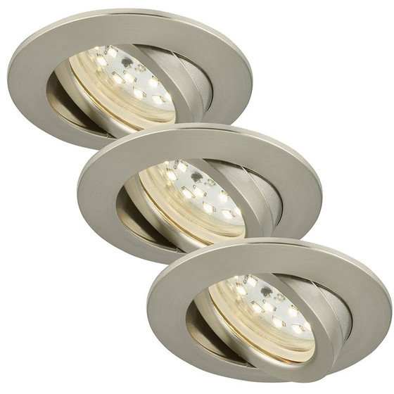 Briloner 7232-032 LED Einbauleuchten Set 3x5,5W Nickel matt Dimmbar IP23 inkl. Leuchtmittel