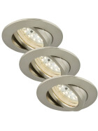 Briloner 7232-032 LED Einbauleuchten Set 3x5,5W Nickel matt Dimmbar IP23 inkl. Leuchtmittel
