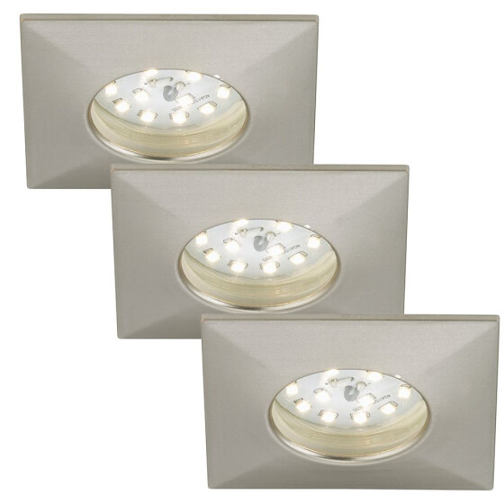 Briloner 7210-012 LED Einbauleuchten Set Nickel matt eckig 5W IP23 sc