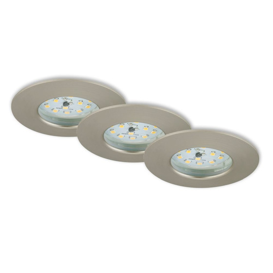 Briloner 7231-032 LED Einbauleuchten Set 3x5,5W Nickel matt Dimmbar IP44 Starr inkl. Leuchtmittel