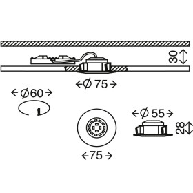 Briloner 7231-032 LED Einbauleuchten Set 3x5,5W Nickel matt Dimmbar IP44 Starr inkl. Leuchtmittel