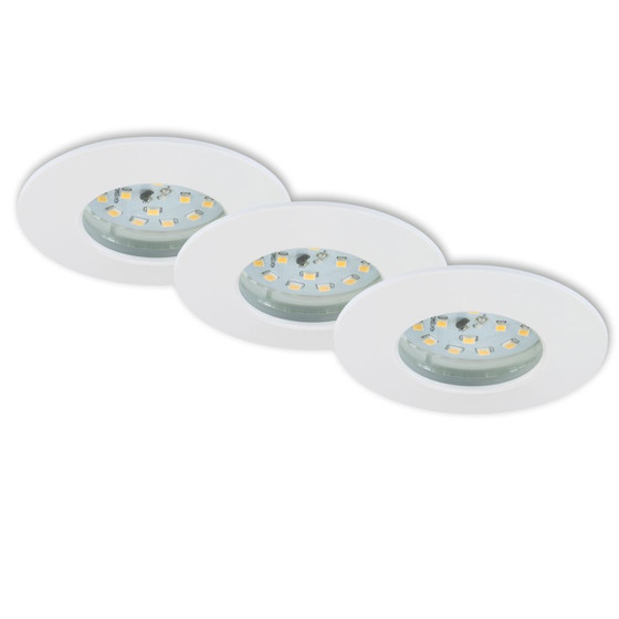 Briloner 7231-036 LED Einbauleuchten Set 3x5,5W Weiss Dimmbar IP44 Starr inkl. Leuchtmittel