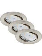 Briloner 7277-032 LED Einbauleuchten Set 3x5W Nickel matt GU10 Dimmschaltbar IP23 inkl. Leuchtmittel