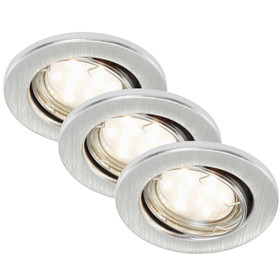 Briloner 7225-039 LED Einbauleuchten Set 3x3W 3000K Alu GU10 IP23 inkl. Leuchtmittel