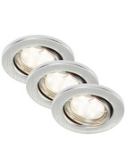 Briloner 7225-039 LED Einbauleuchten Set 3x3W 3000K Alu GU10 IP23 inkl. Leuchtmittel