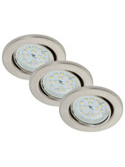 Briloner 7220-032 LED Einbauleuchten Set 3x5W 3000K Nickel GU10 IP23 inkl. Leuchtmittel