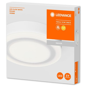 LEDVANCE LED Click Deckenleuchte Rund 18W Weiss 3000K Warmweiss 30 cm