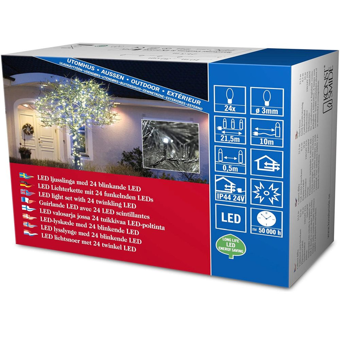 3621-140 kaltweiße Lichterkette LED 24 Konstsmide IP44 Micro funkelnde Dioden