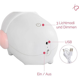 Pauleen 480.27 Sweet Little Pig Schreibtischleuchte 5W USB 5V Weiss Rosa Dimmbar