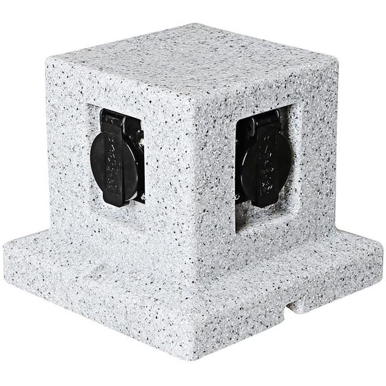 Hi Lite La Paz Energiestation 4 fach Gartensteckdose Steinoptik Grau IP44 230V