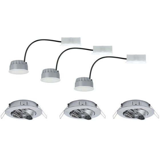 Paulmann 939.66 LED Coin Einbauleuchten-Set 3x7W Chrom...