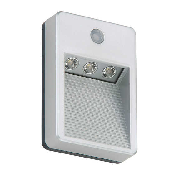 Briloner LED Auenwandleuchte Titan Silber IP54 Tageslicht 6500K kaltwei mit 3 x AAA Batterie & Bewegungssensor