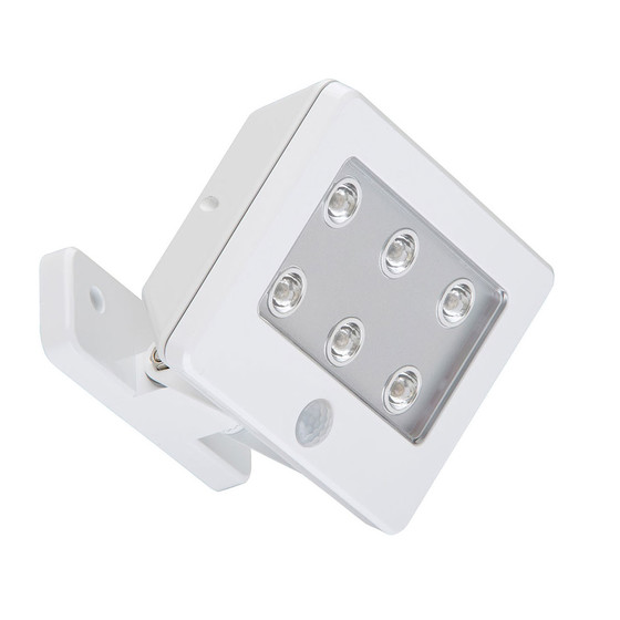 Briloner LED Außenwandleuchte Weiß IP54 6500K kaltweiß mit 6 x AAA Batterie & Bewegungsmelder