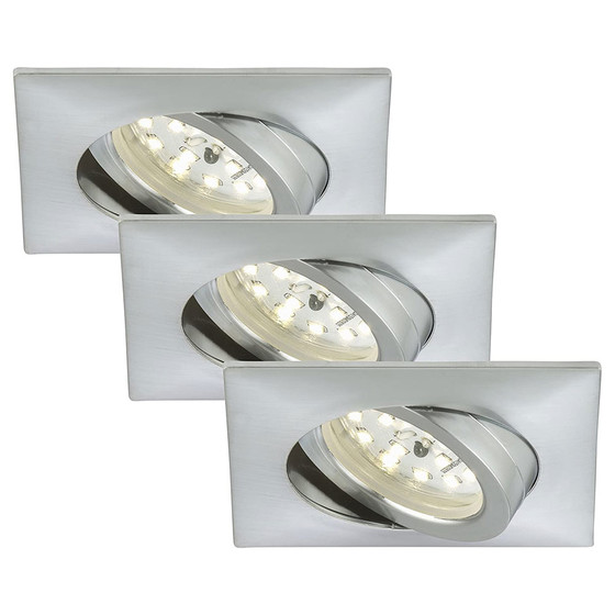 Briloner 7210-039 LED Einbauleuchten Set Aluminium eckig 3x5W IP23 schwenkbar inkl. Leuchtmittel