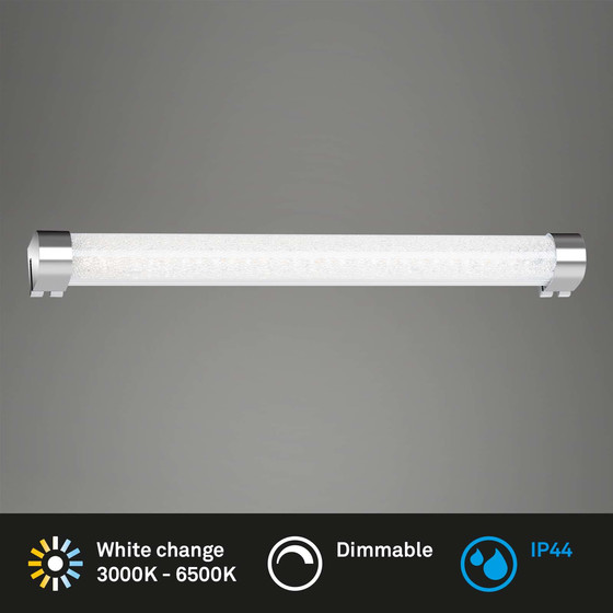 Briloner 2243-018 LED Spiegelleuchte Chrom 35cm 8W IP44 CCT 2700K-4000K Warmwei-Neutralwei Kristalleffekt