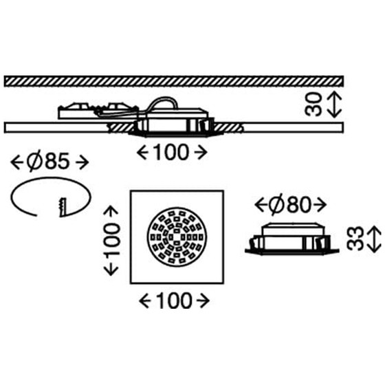 Briloner 7207-018 LED Einbauleuchten Set Chrom eckig 10,5W IP44 inkl. Leuchtmittel
