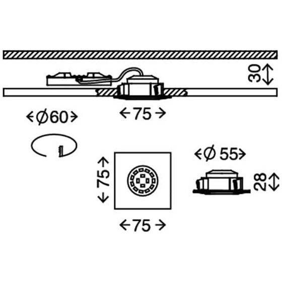 Briloner 7235-012 LED Einbaulechten Set Nickel matt eckig 5W IP44 inkl. Leuchtmittel